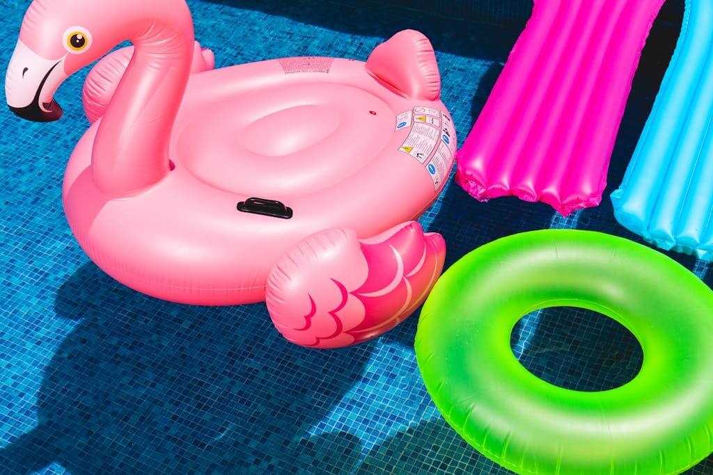 Inflatable lounger in pool