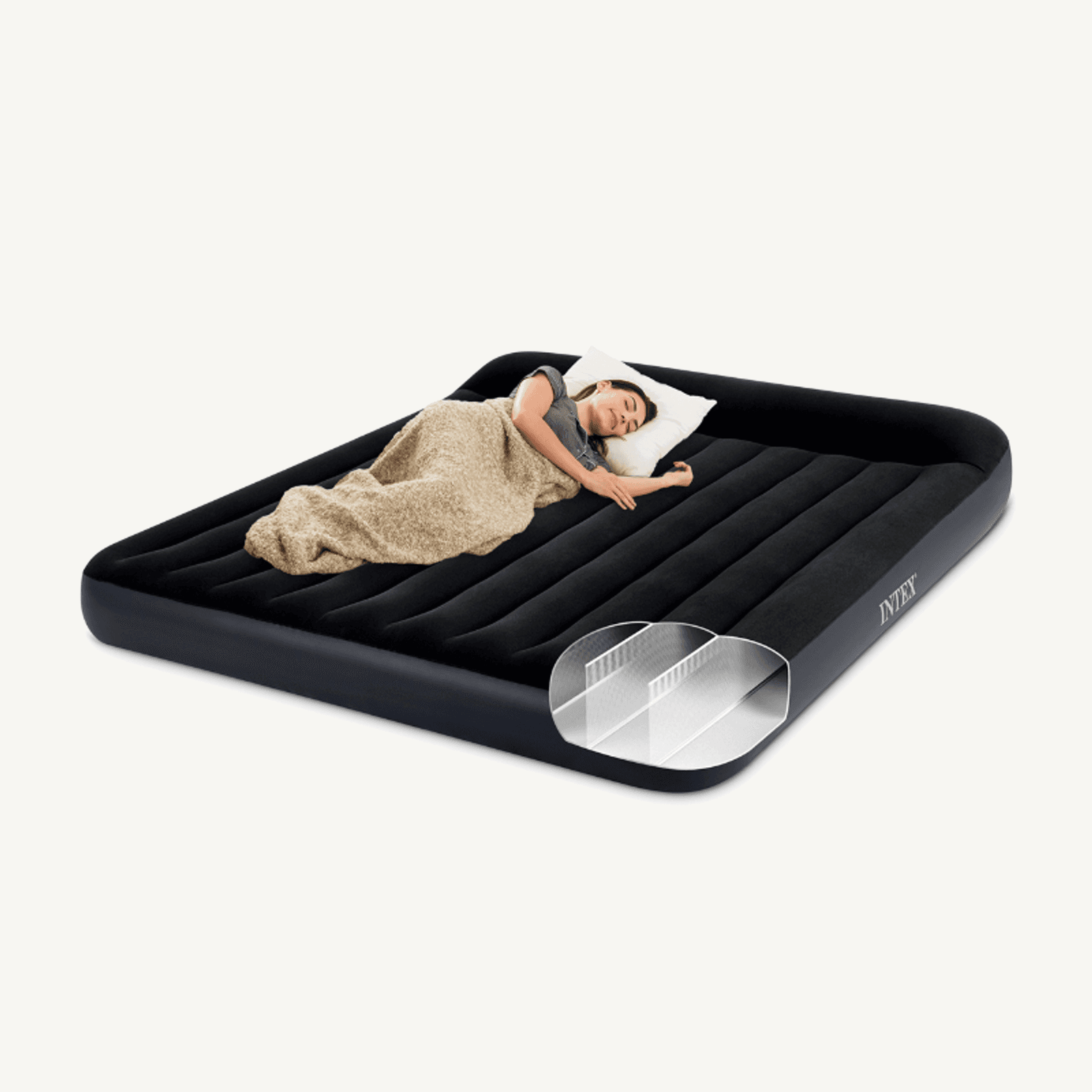 INTEX Queen Dura-Beam Pillow Rest Airbed, 152x203x25 cm, USB Powered Pump product image 1