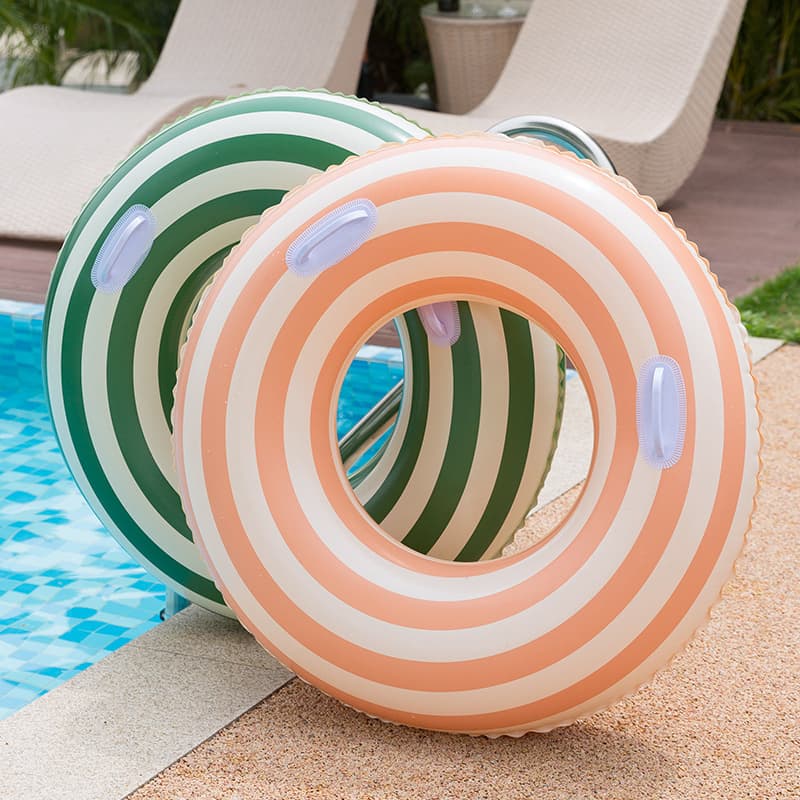 Inflatable swimming ring with handle options for pool and water fun