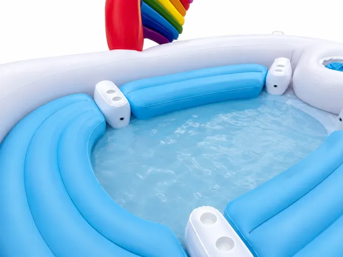 Unicorn island seating and cup-holder details